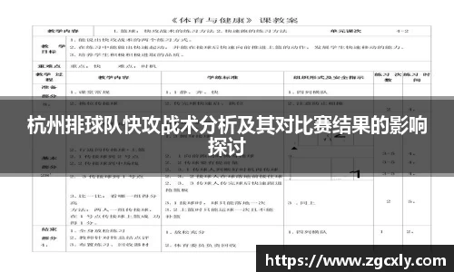 杭州排球队快攻战术分析及其对比赛结果的影响探讨