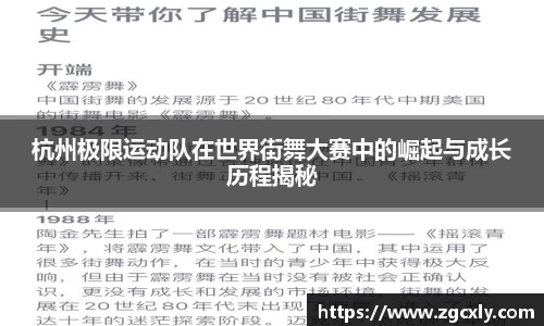 杭州极限运动队在世界街舞大赛中的崛起与成长历程揭秘