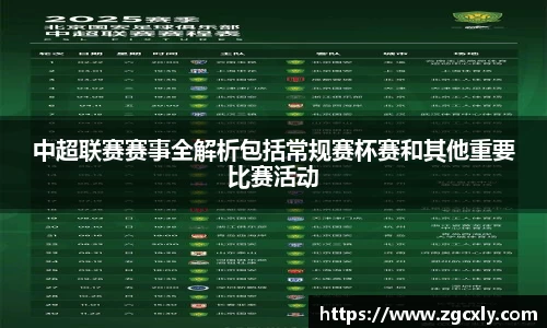 中超联赛赛事全解析包括常规赛杯赛和其他重要比赛活动